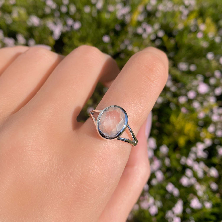 silver rose quartz ring - womens jewellery by australian jewellery brands indie and harper