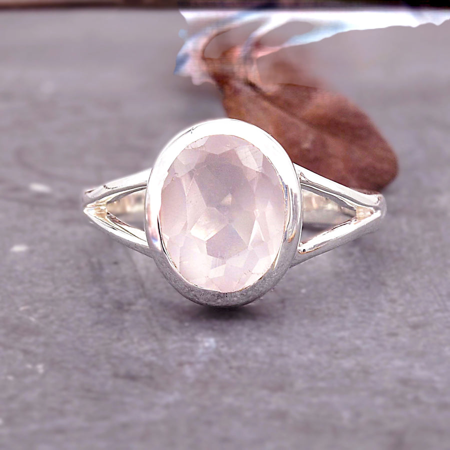 Silver Rose Quartz Ring - Womens Rose Quartz Jewellery by Australian Jewellery Brands Indie and Harper