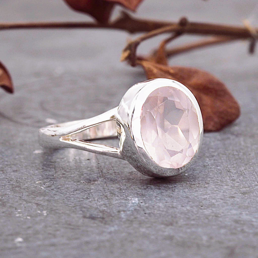 silver rose quartz ring - womens rose quartz jewellery by australian jewellery brands indie and harper