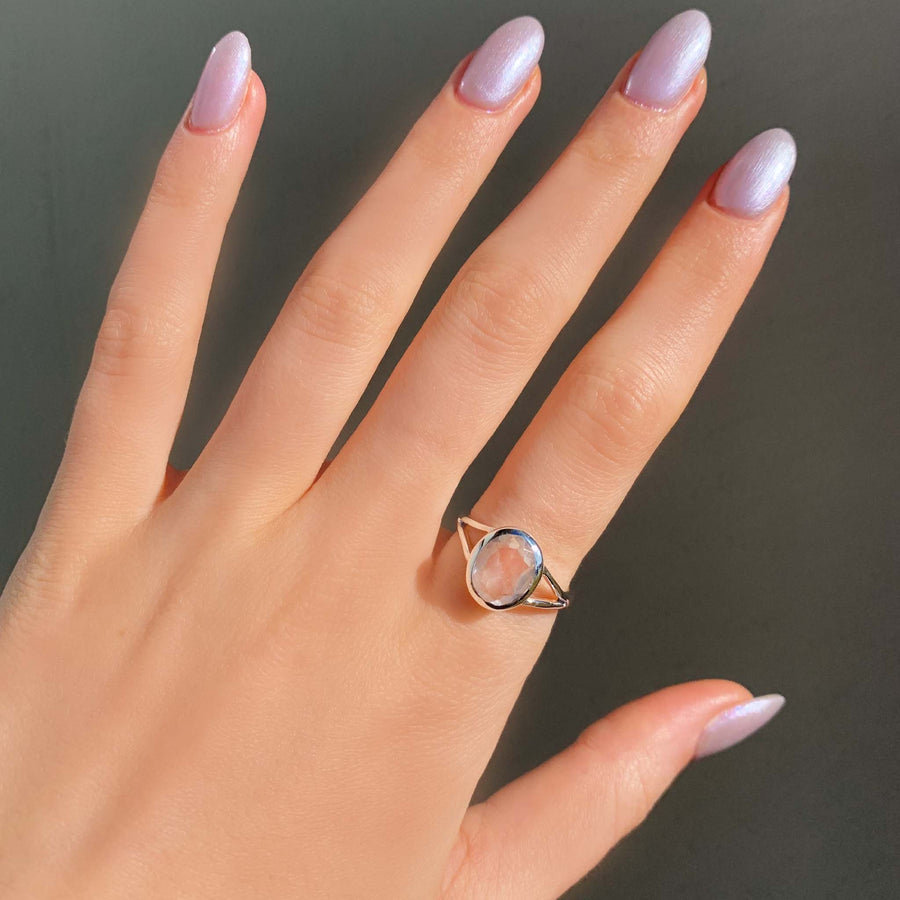 silver rose quartz ring - womens jewellery by Australian Jewellery Brands indie and harper