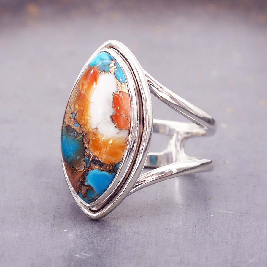 sterling silver spiny oyster turquoise ring - boho jewellery by Australian jewellery brands online indie and harper