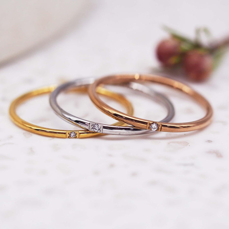 Stacker Rings in gold, silver and rose gold - waterproof jewellery by Australian jewellery brand indie and harper