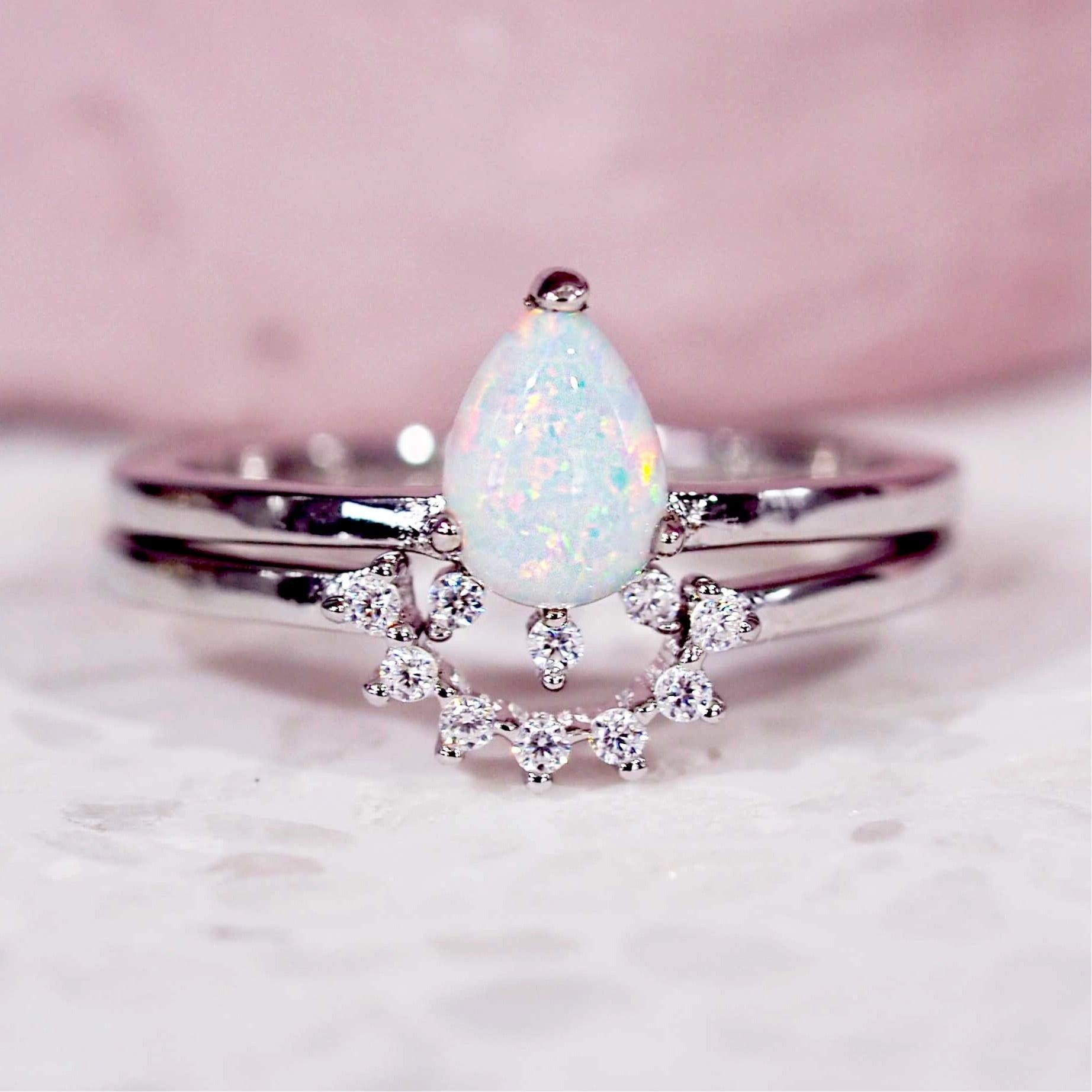 sterling silver stardust opal ring set - opal jewellery by australian jewellery brands online indie and Harper