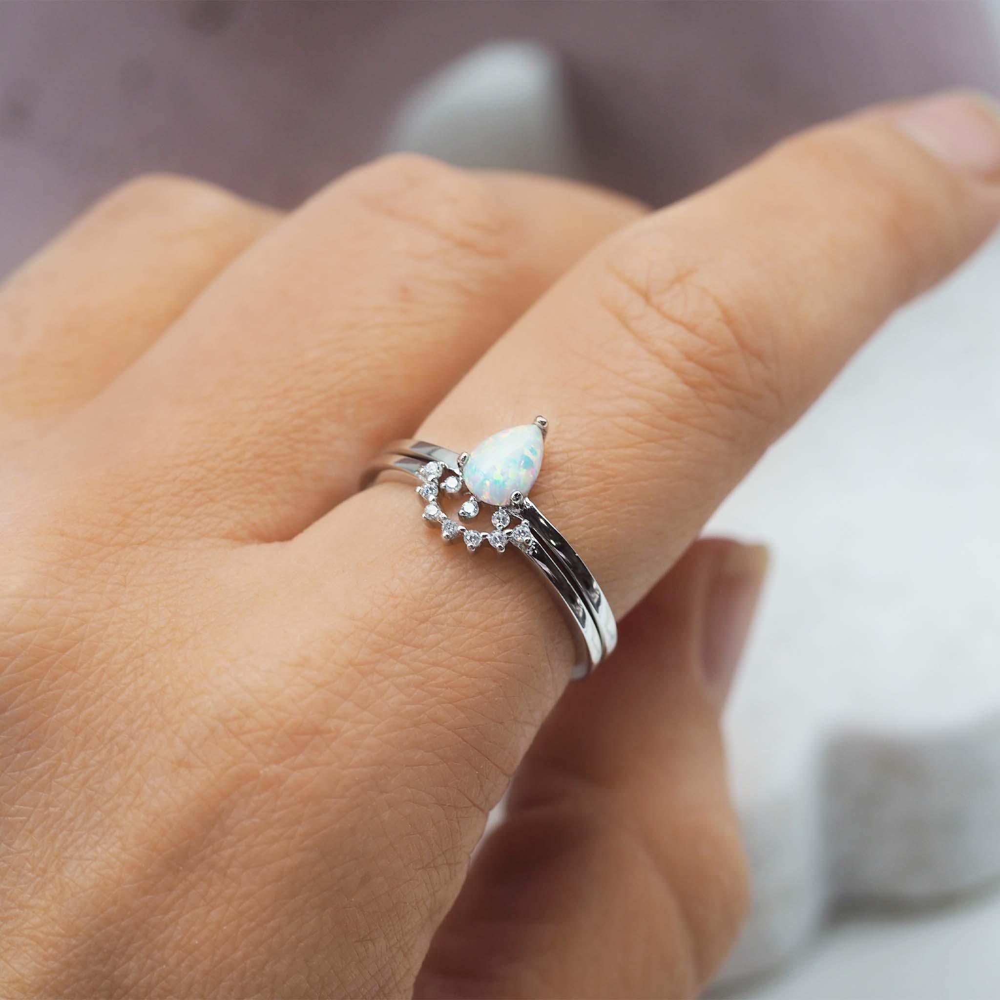 stardust opal ring set being worn - opal jewellery by australian jewellery brands online indie and Harper 