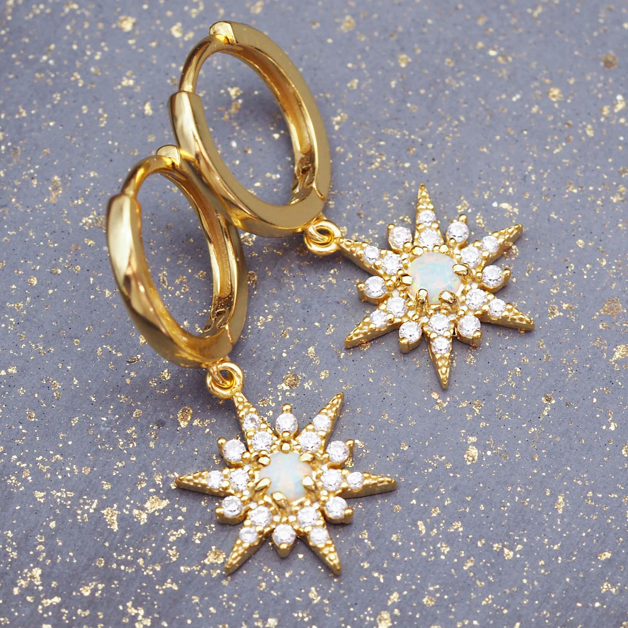 Stella gold hoop Earrings - opal jewellery by Australian jewellery brands indie and harper