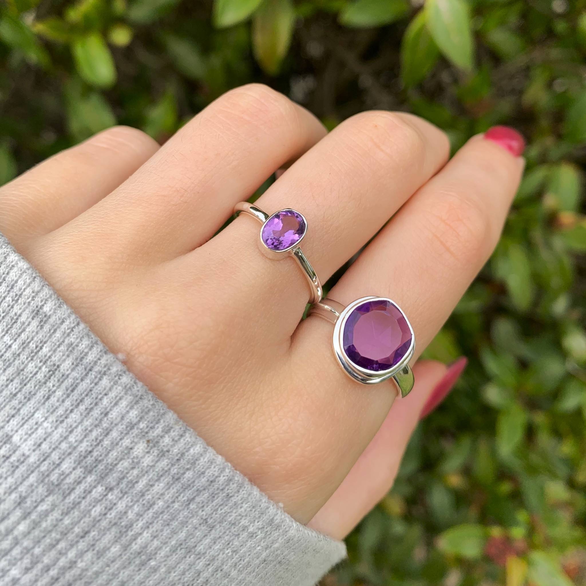 Sterling silver amethyst rings - amethyst jewellery by Australian jewellery brands indie and Harper