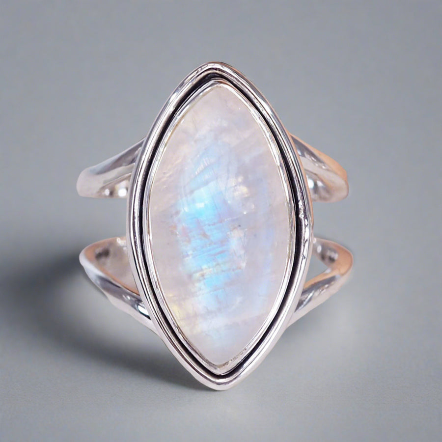 sterling silver double band moonstone ring - womens moonstone jewellery by australian jewellery brands indie and harper