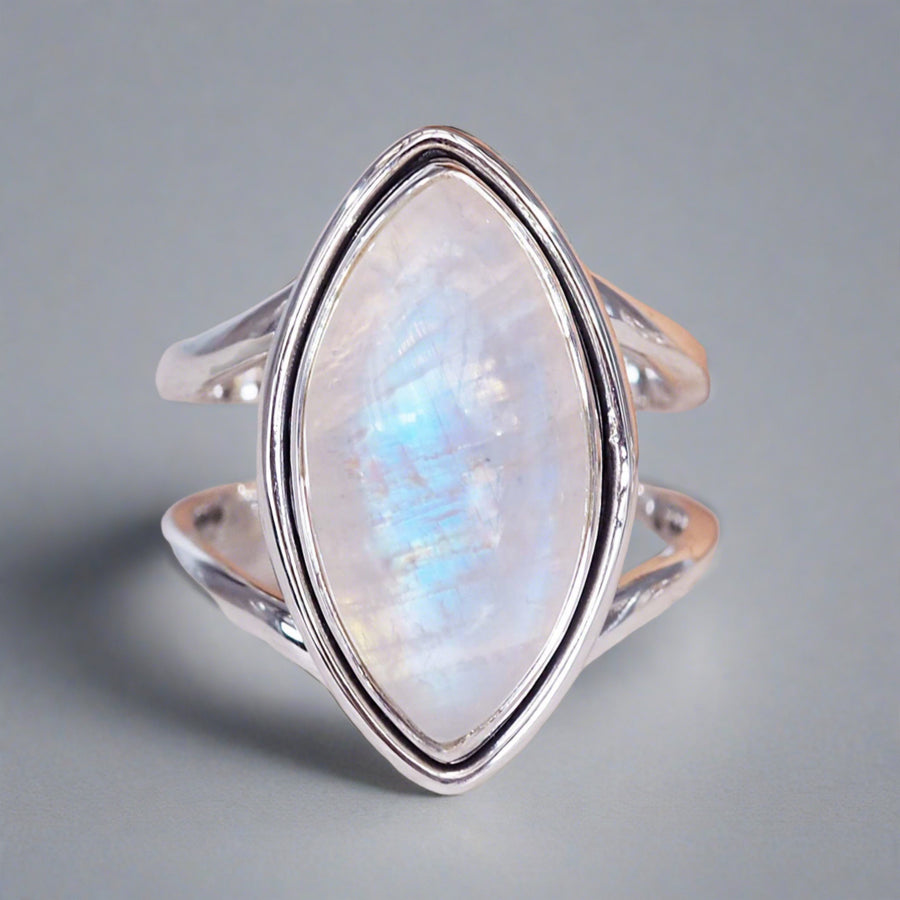 sterling silver moonstone ring - womens moonstone jewellery by australian jewellery brand indie and harper