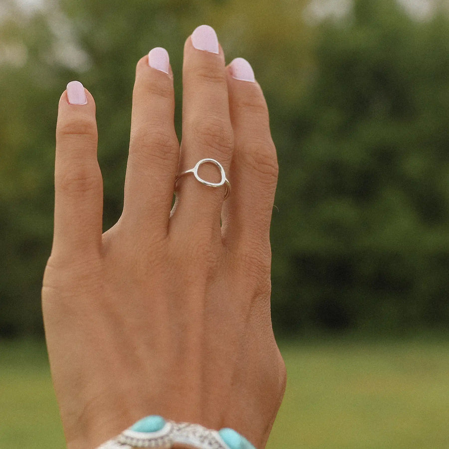 Dainty sterling silver ring being worn - womens jewellery by Australian jewellery brands online indie and Harper 