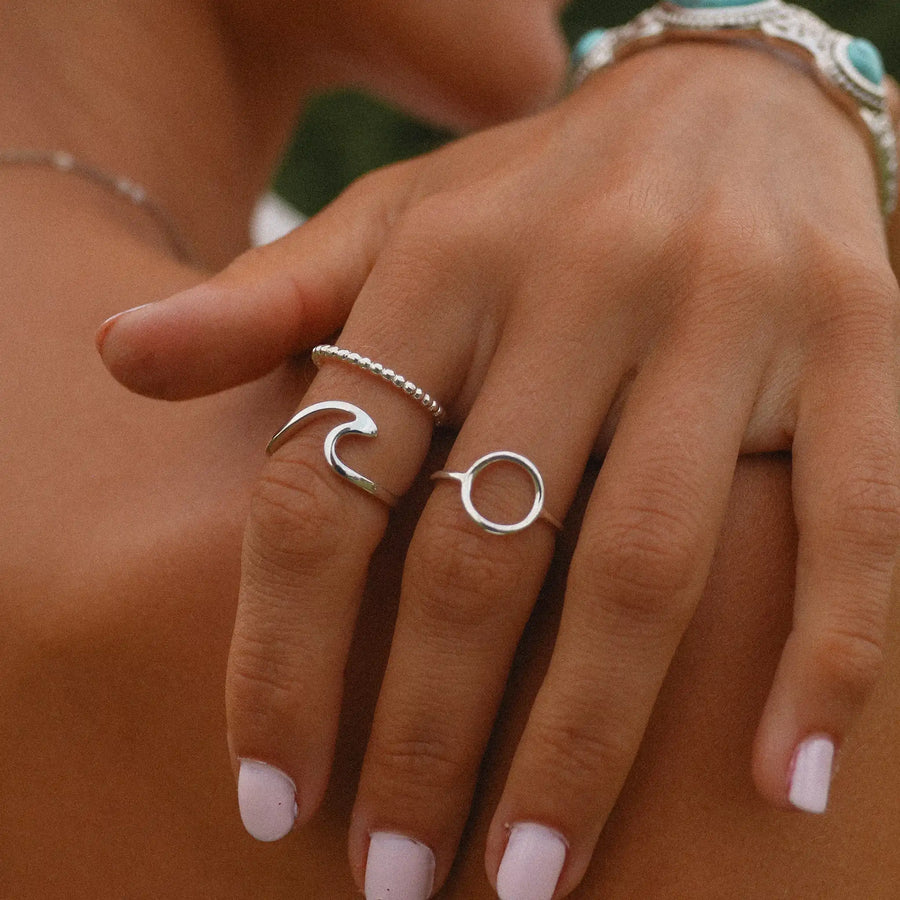 sterling silver rings being worn - womens jewellery by Australian jewellery brands indie and Harper 