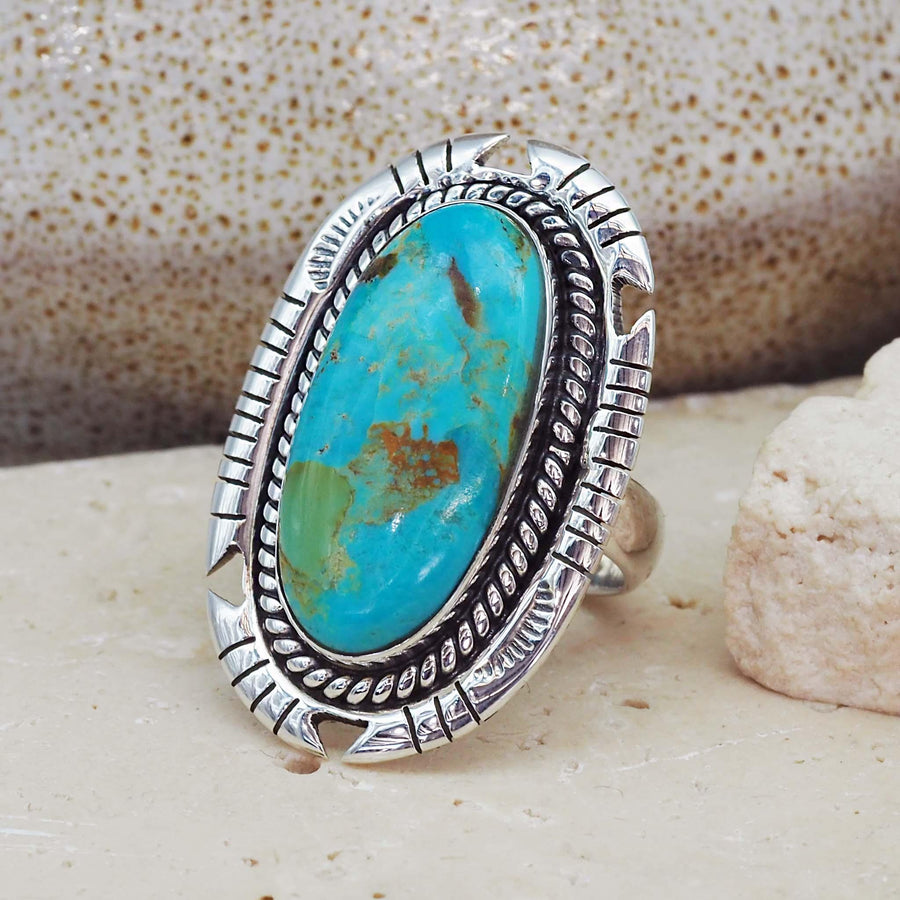 Turquoise Ring with mixture of brown blue and green - turquoise jewellery by Australian jewellery brands indie and harper