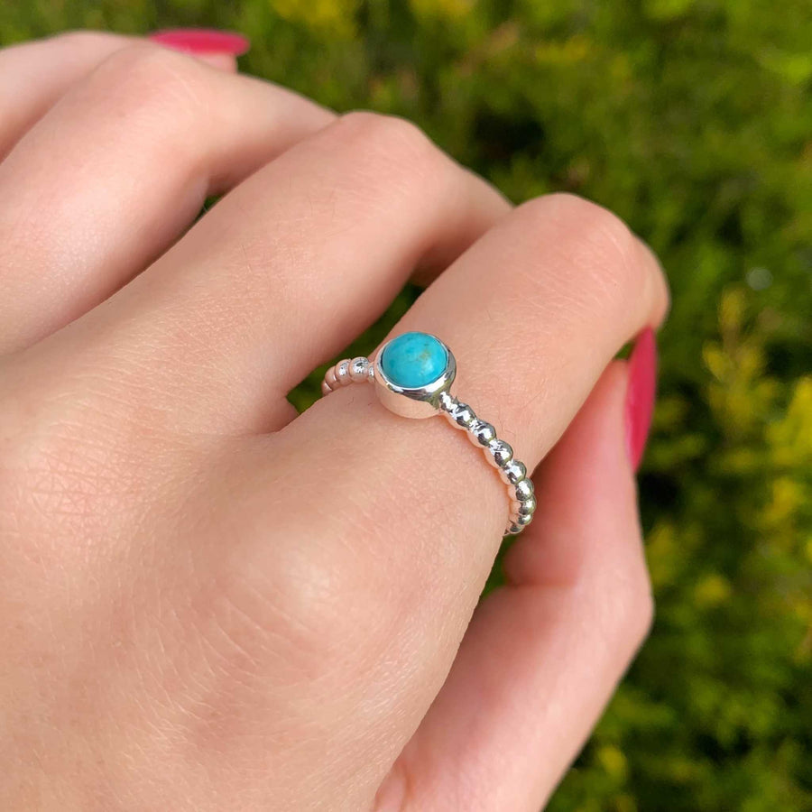 dainty beaded turquoise ring - gemstone jewellery by Australian jewellery brands indie and harper