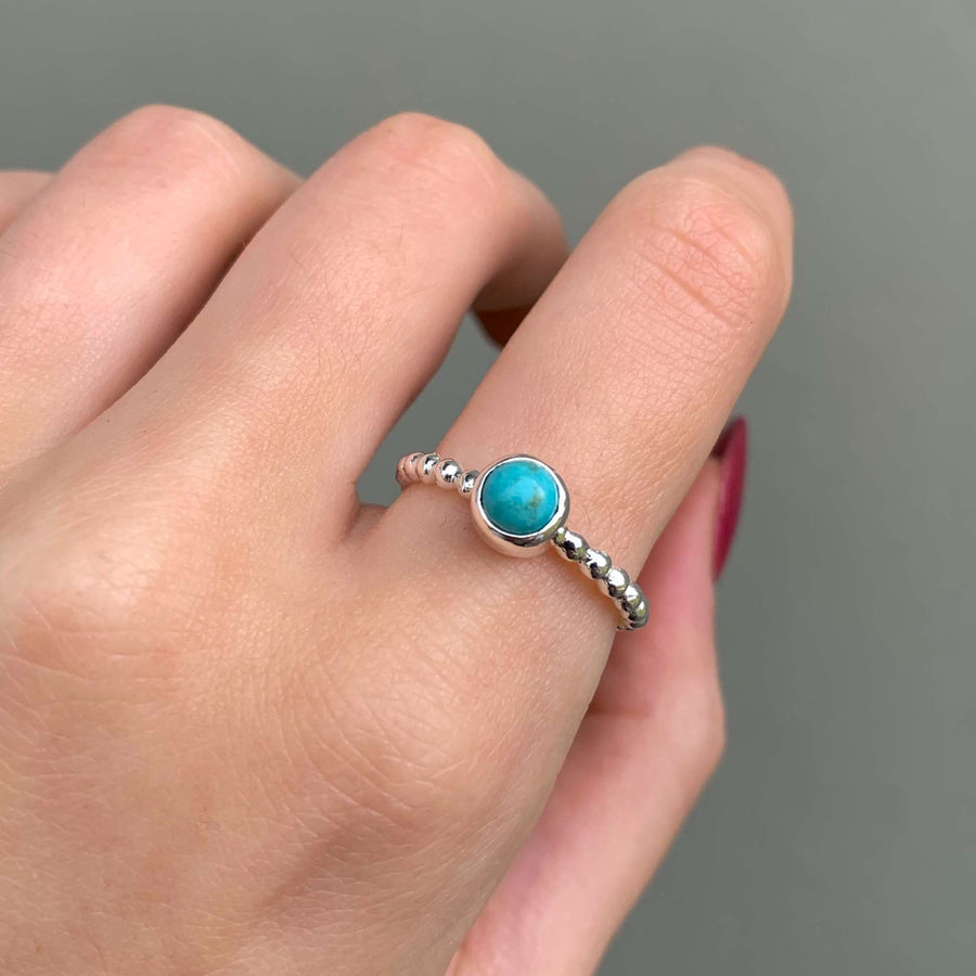 dainty beaded turquoise ring - gemstone jewellery by Australian jewellery brands indie and harper