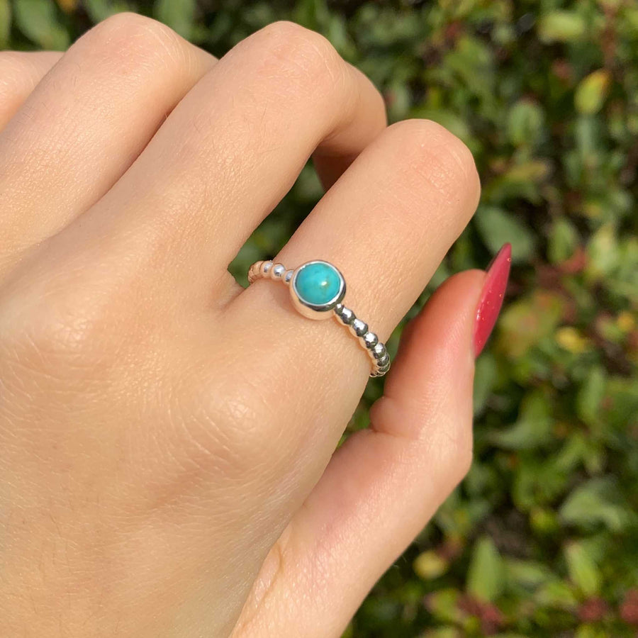 dainty beaded turquoise ring - gemstone jewellery by Australian jewellery brands indie and harper