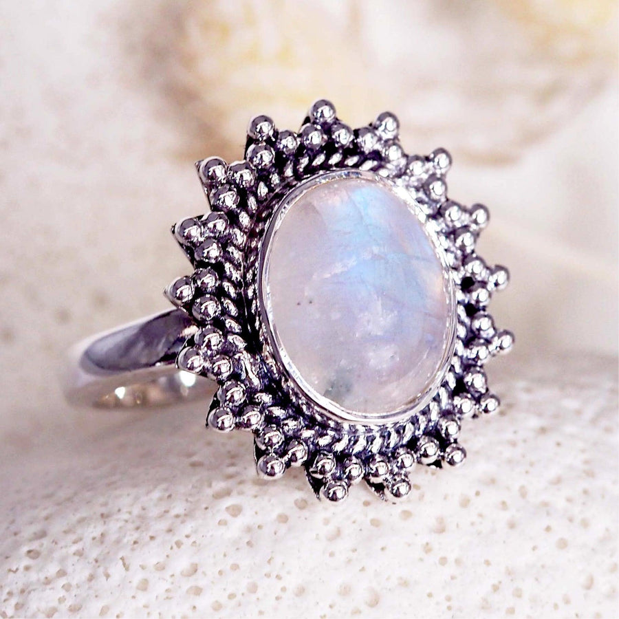 Sterling silver Sun Moonstone Ring - moonstone jewelry by womens jewelry brand indie and harper