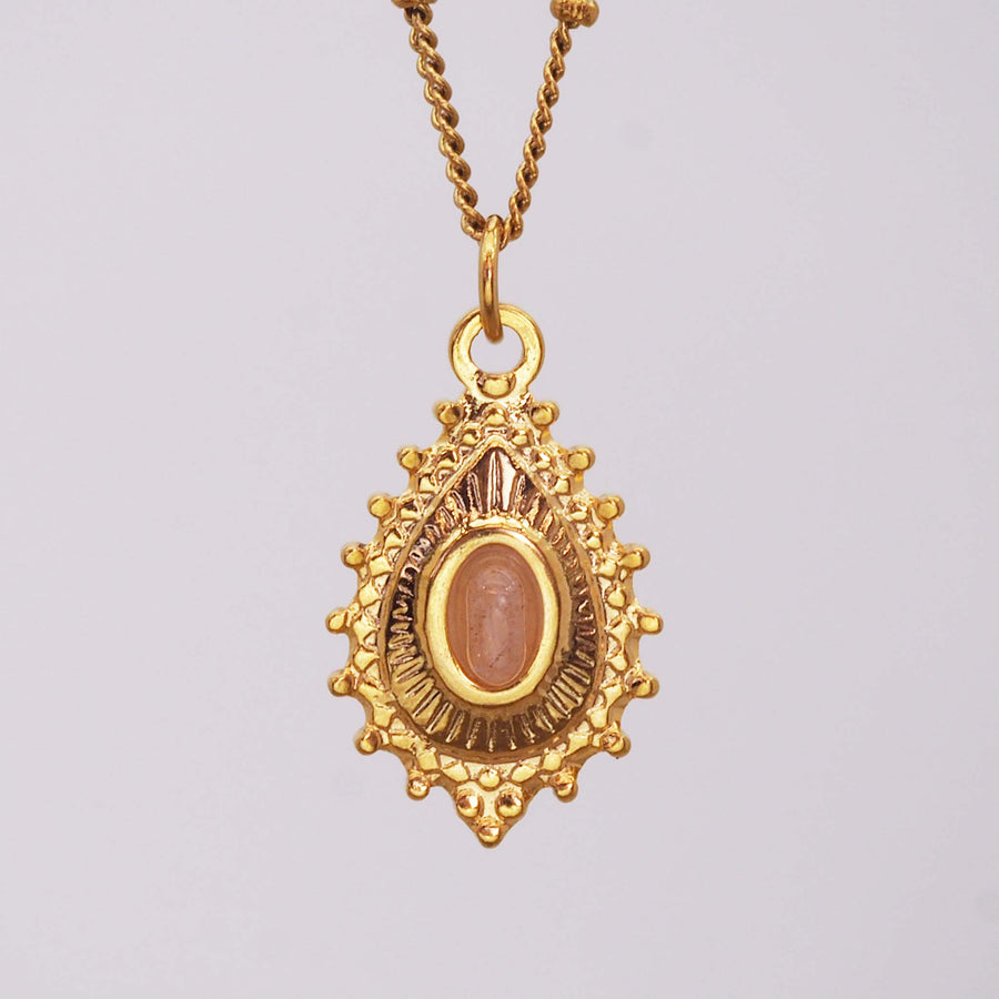 gold necklace with natural sunstone stone - gold jewellery by australian jewellery brands online indie and harper