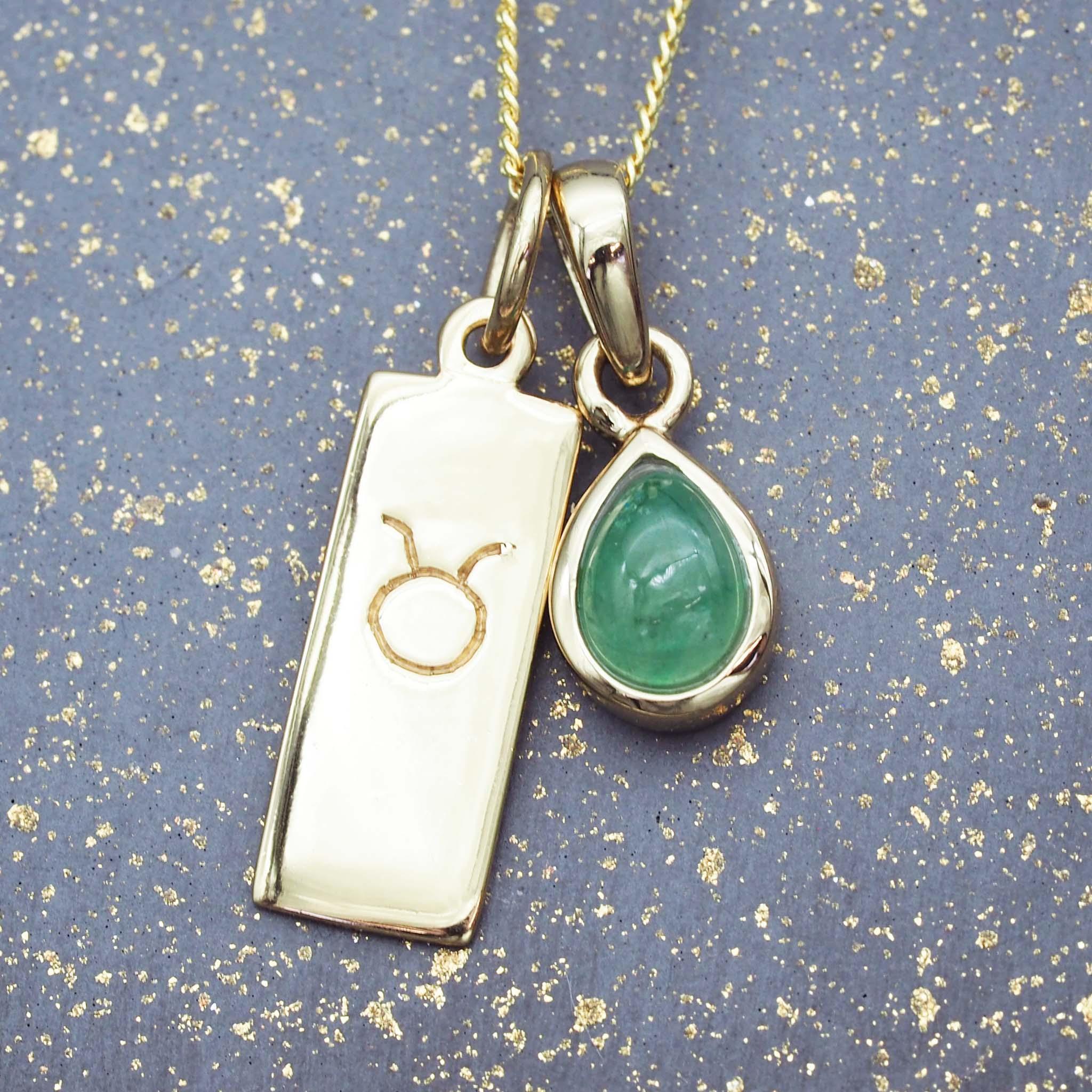 Zodiac Taurus and May Birthstone gold Emerald Necklace - gold jewellery by australia jewellery brand indie and harper