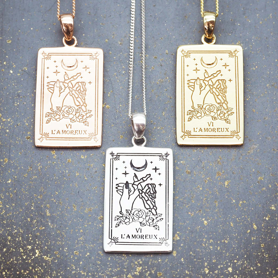 the lovers tarot necklace - hand drawn and designed in australia by online jewellery brand indie and harper