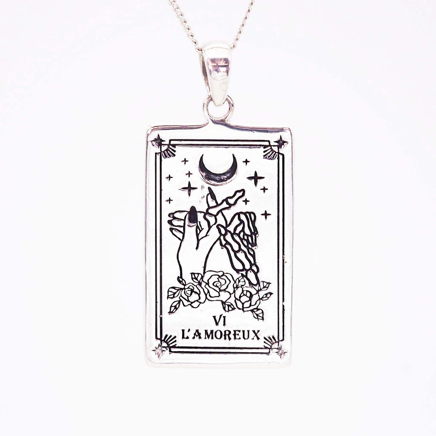 the lover tarot necklace made with sterling silver - hand drawn and designed in australia by online jewelry brand indie and harper