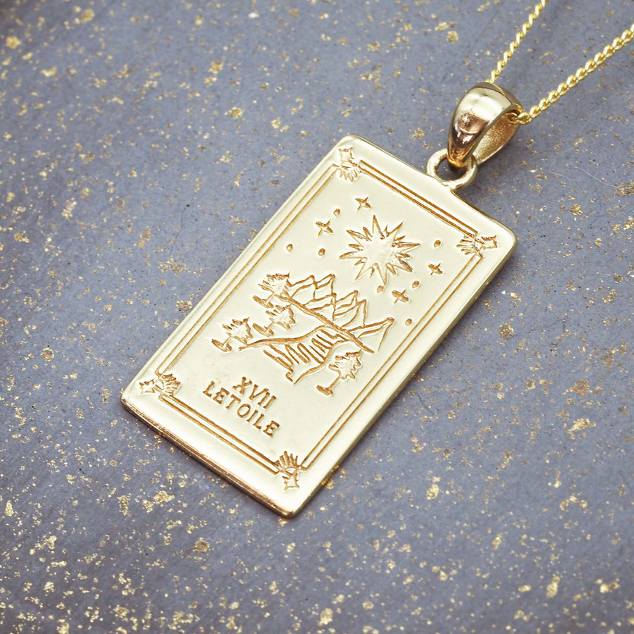 9k gold plating over sterling silver with hand drawn the sun tarot card design - women's tarot card jewellery by indie and harper