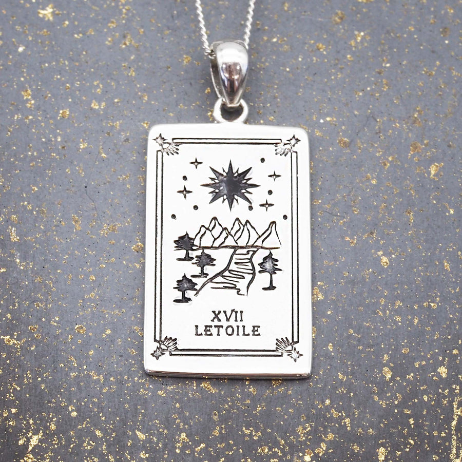 the star tarot necklace made with sterling silver - hand drawn tarot card design by online jewellery brand indie and harper