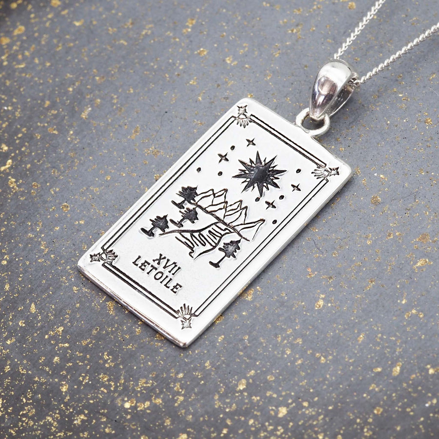 the star tarot necklace design in australia and made with sterling silver by online jewellery brand indie and harper