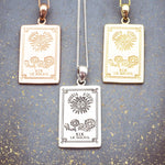 the sun tarot necklaces in silver, gold and rose gold for women - tarot jewellery by australian jewellery brands indie and harper