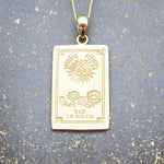 the sun tarot necklaces in gold - tarot jewellery by australian jewellery brands indie and harper