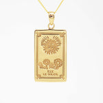 the sun tarot necklaces in gold - tarot jewellery by australian jewellery brands indie and harper