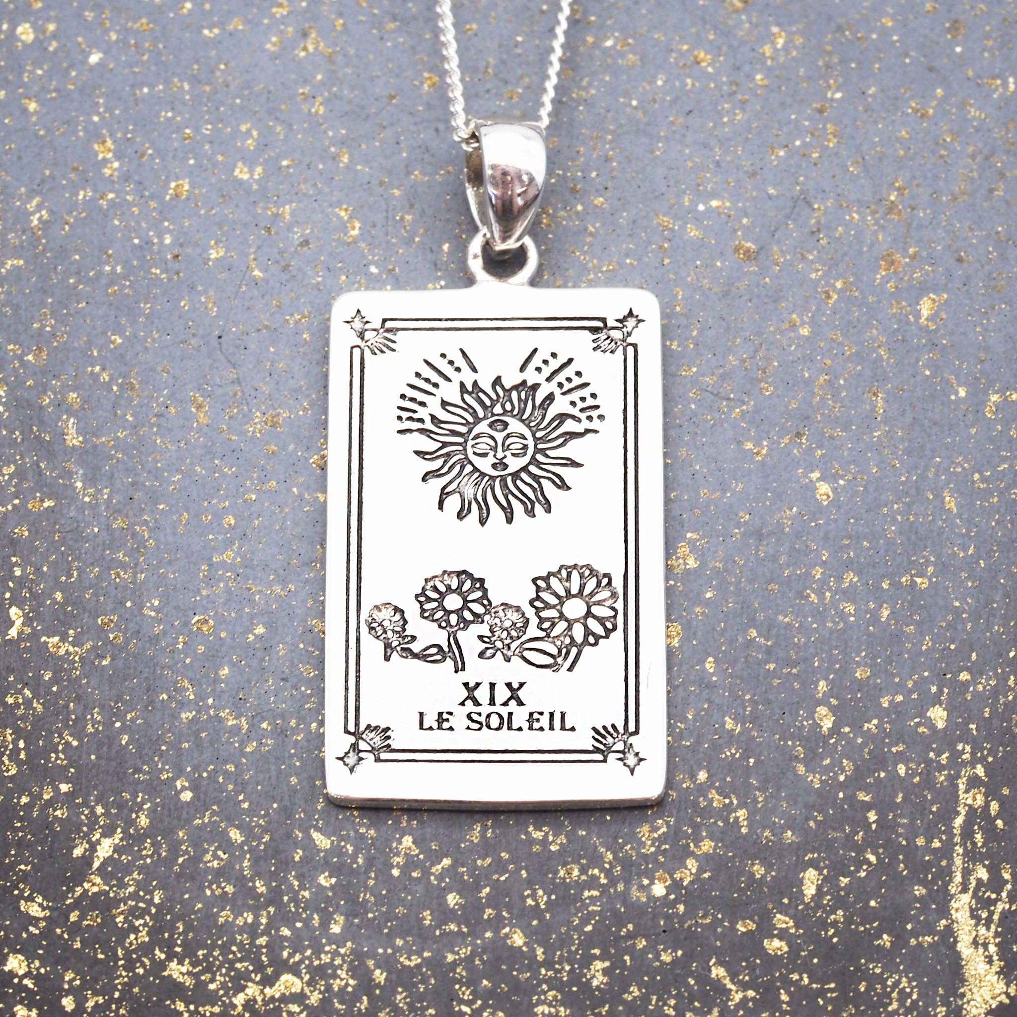 the sun tarot necklaces in sterling silver - tarot jewellery by australian jewellery brands indie and harper