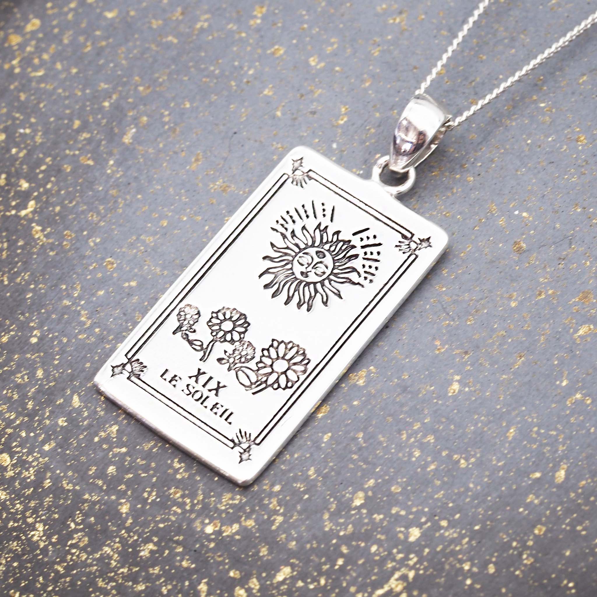 the sun tarot necklaces in sterling silver - tarot jewellery by australian jewellery brands indie and harper