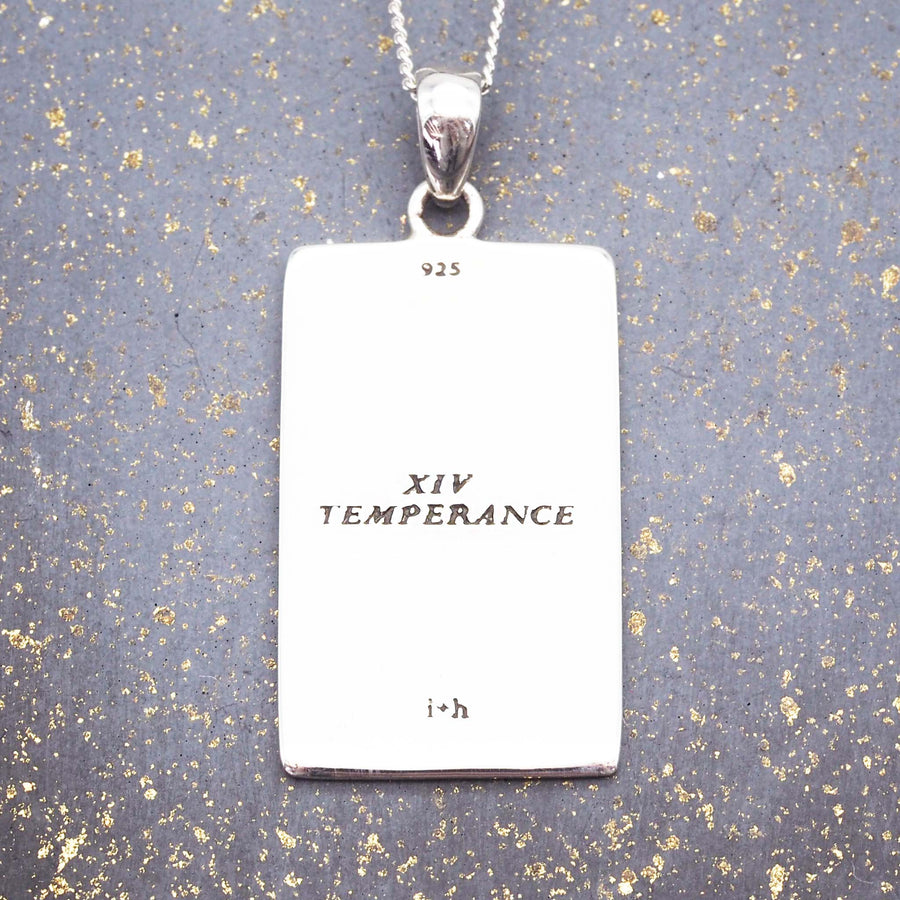 the temperance tarot necklace - sterling silver necklace with english translation hand draw and designed in australia by indie and harper