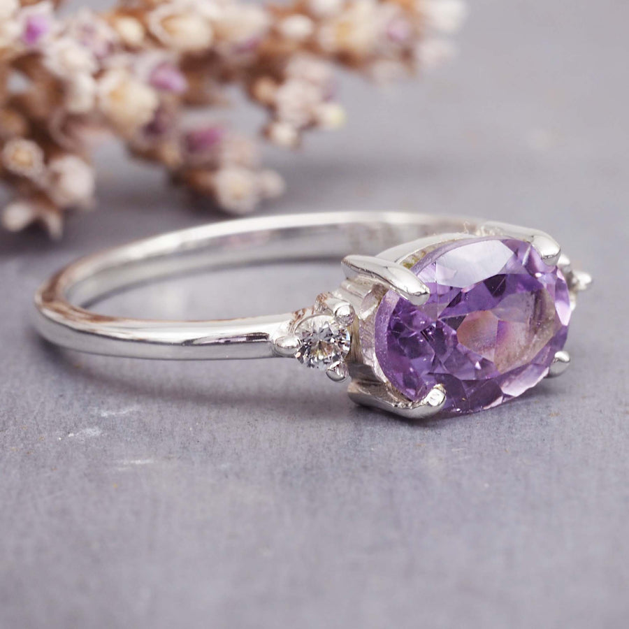 white topaz and pink amethyst ring - white topaz and pink amethyst jewellery by australian jewellery brands indie and harper