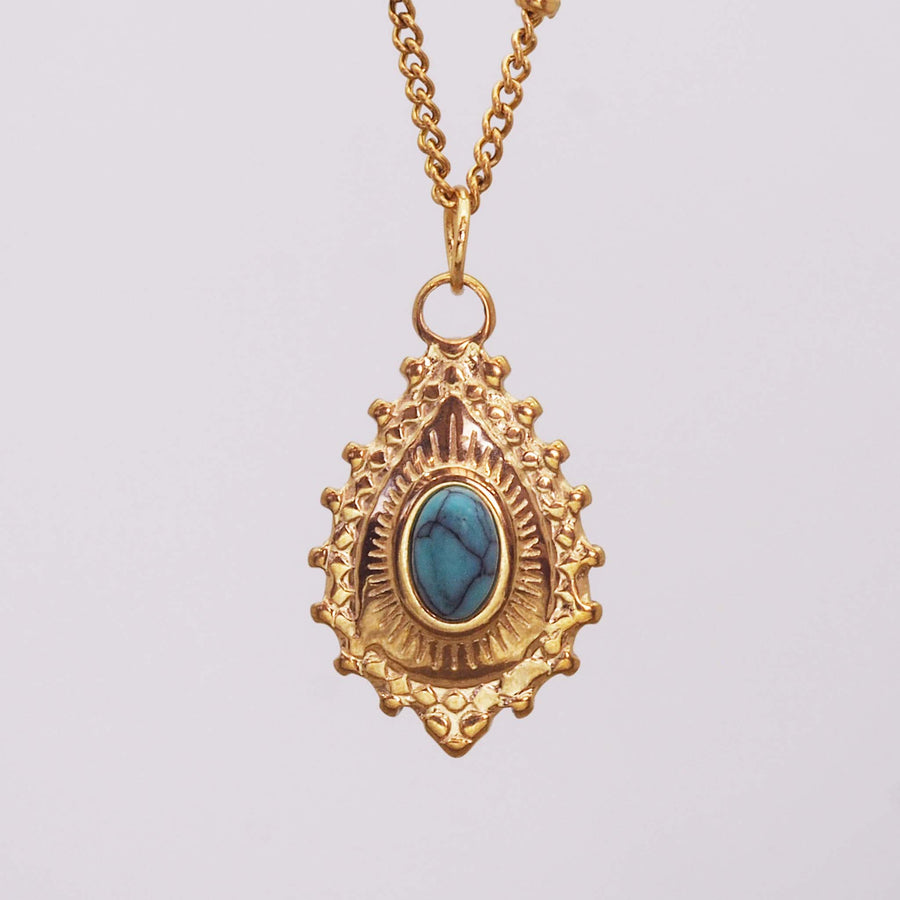 gold necklace with turquoise stone - gold jewellery by australian jewellery brands online indie and harper