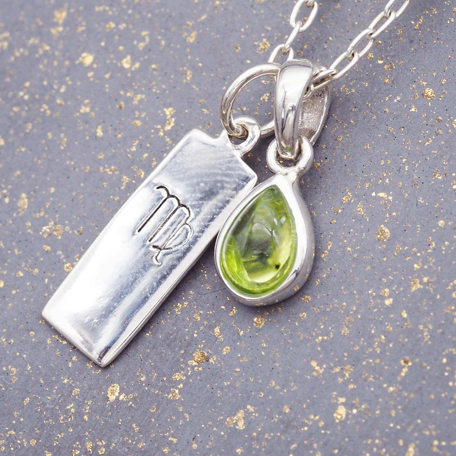 Zodiac Virgo and August birthstone Sterling silver peridot necklace - womens jewelry by Australia jewellery brand indie and harper