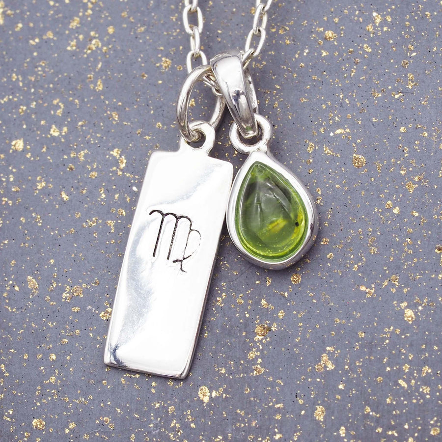 Zodiac Virgo and August birthstone Sterling silver peridot necklace - womens jewelry by Australian jewellery brand indie and harper