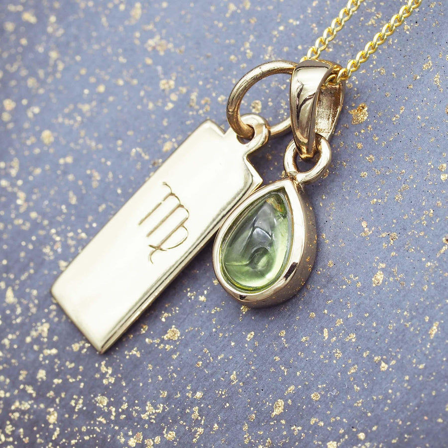 Zodiac Virgo and August birthstone gold peridot necklace - womens jewelry by Australian jewellery brand indie and harper