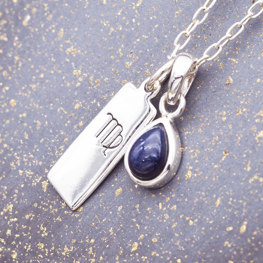 Zodiac Virgo and September birthstone Sterling silver sapphire necklace - womens jewelry by Australian jewellery brand indie and harper 