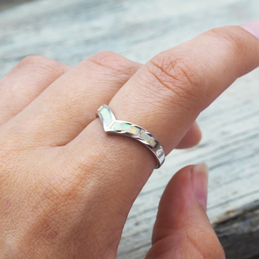 sterling silver white opal ring - opal jewellery by australian jewellery brands indie and harper