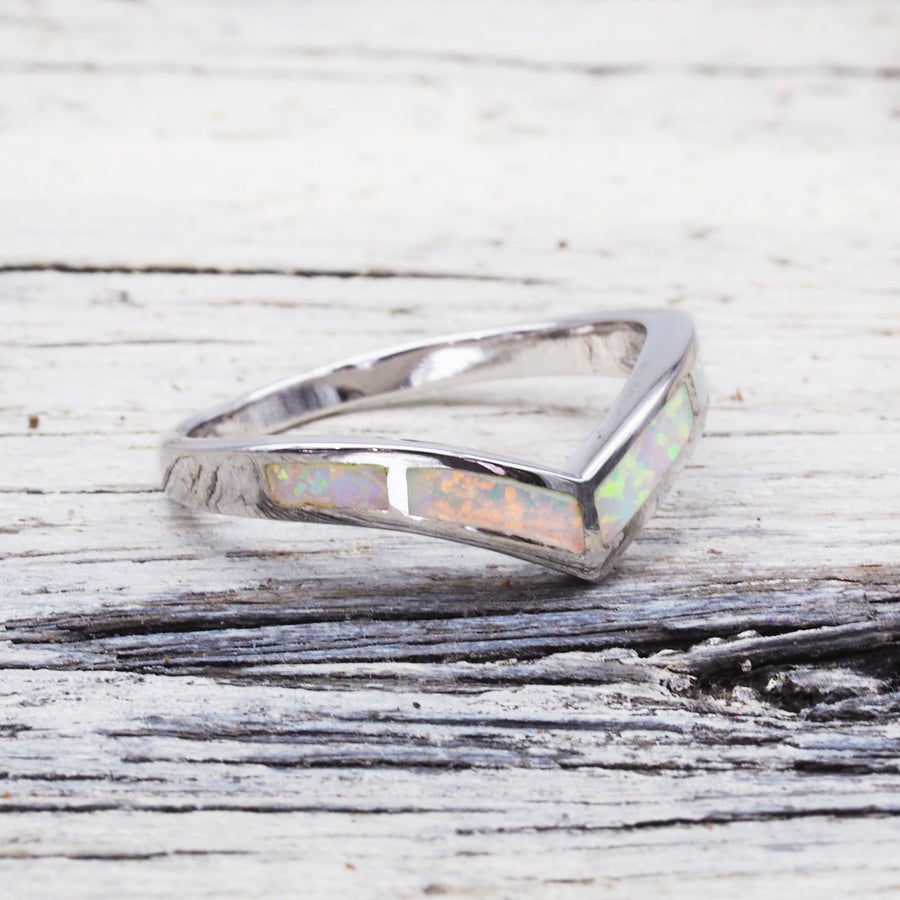 sterling silver white opal ring - womens opal jewellery by australian jewellery brands indie and harper