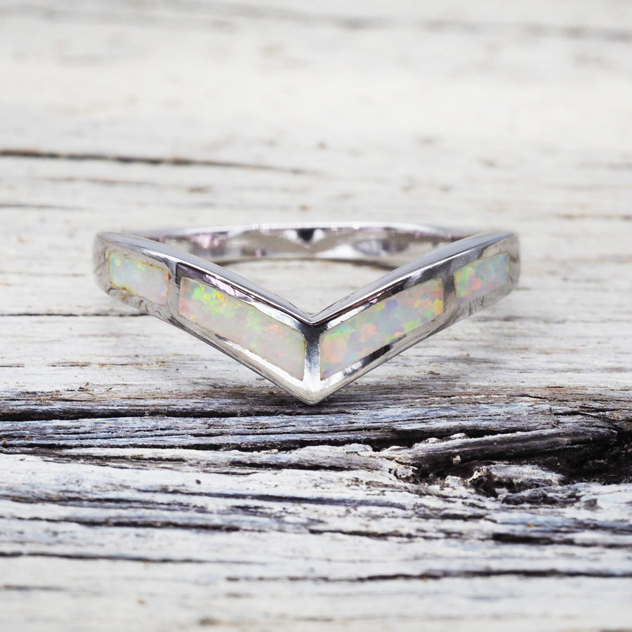 sterling silver white opal ring - opal jewellery by australian jewellery brands indie and harper