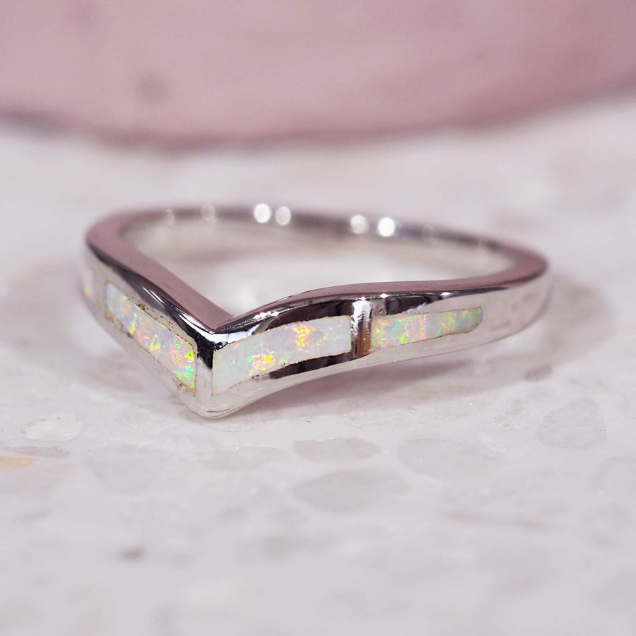 White Opal Ring - womens opal jewellery by australian jewellery brands indie and harper