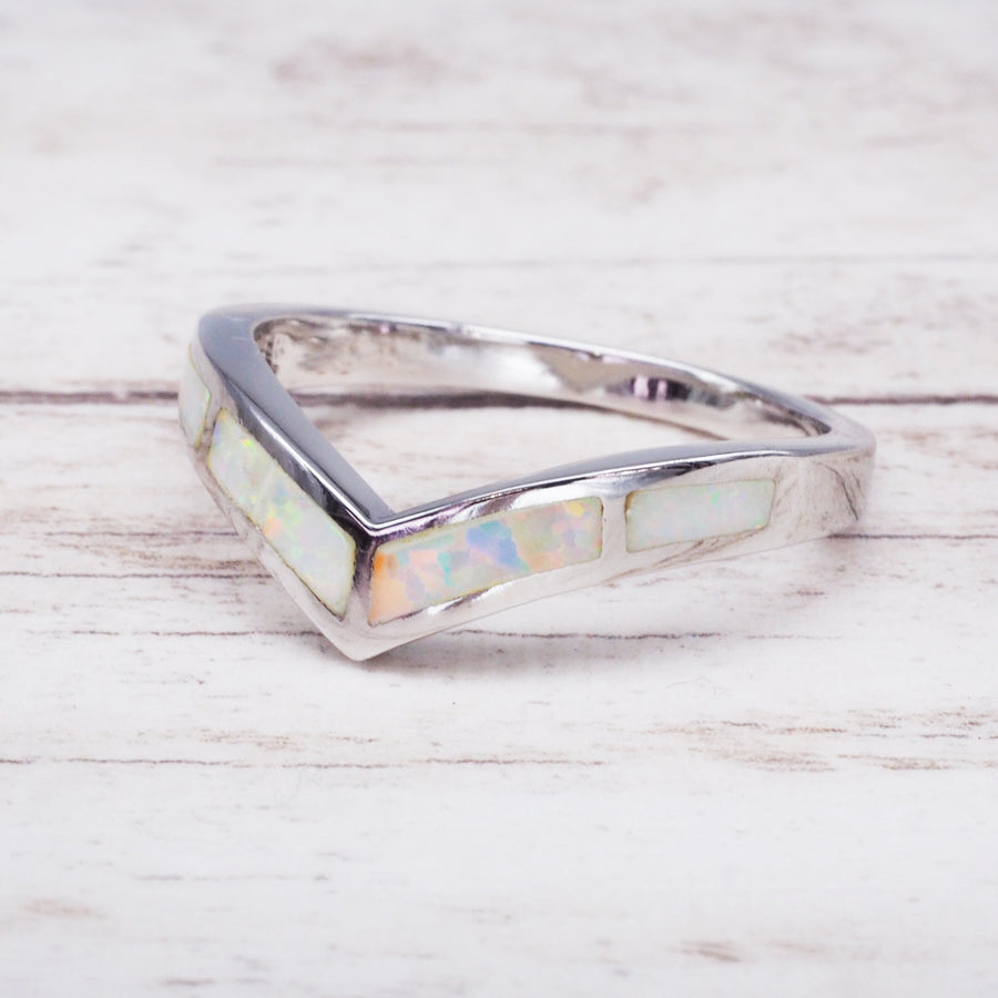 sterling silver white opal ring - womens white opal jewellery by australian jewellery brands indie and harper