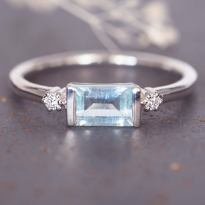 white topaz and aquamarine ring - women's aquamarine jewellery - Australian jewellery brand