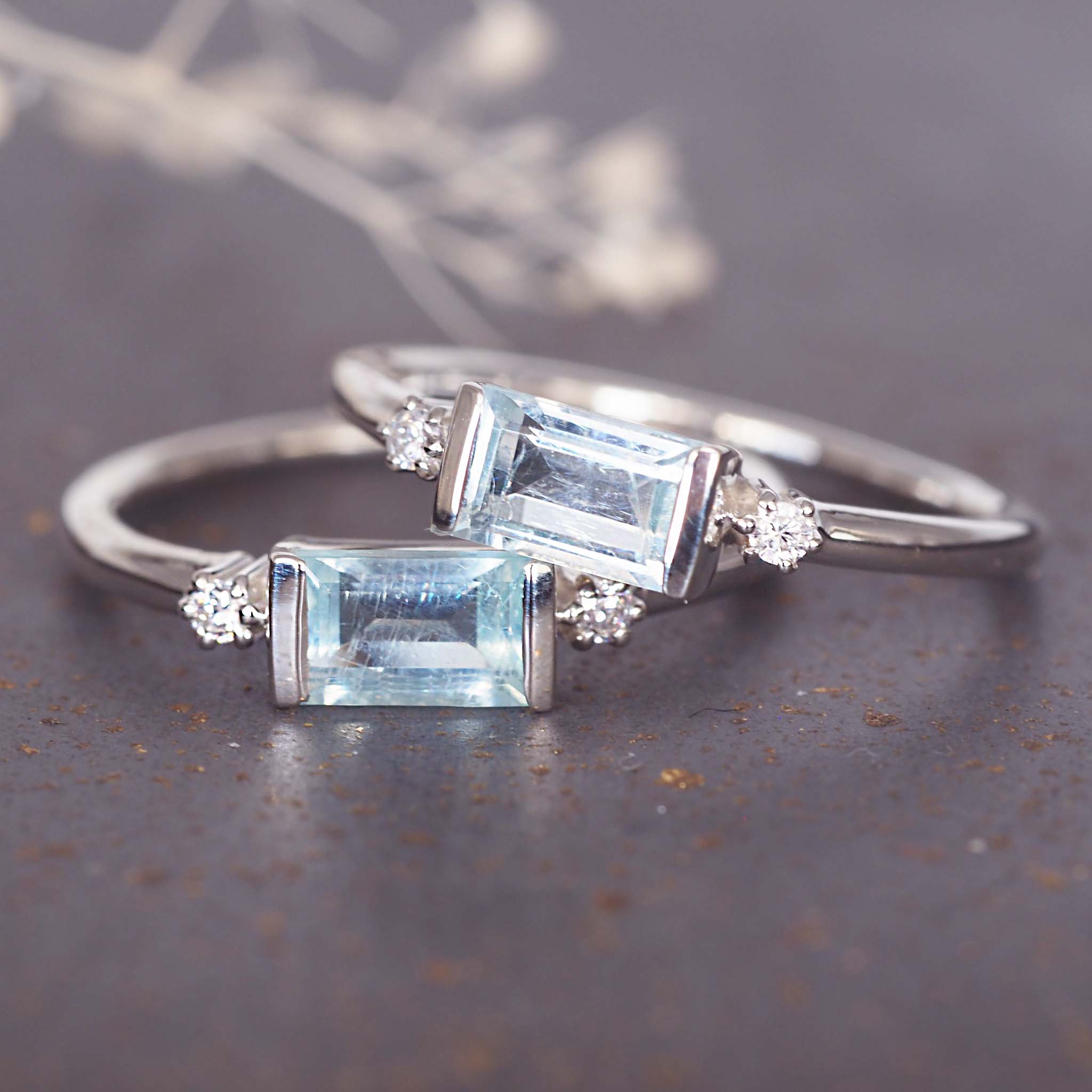 white topaz and aquamarine rings - women's aquamarine jewellery by australian jewellery brands indie and harper