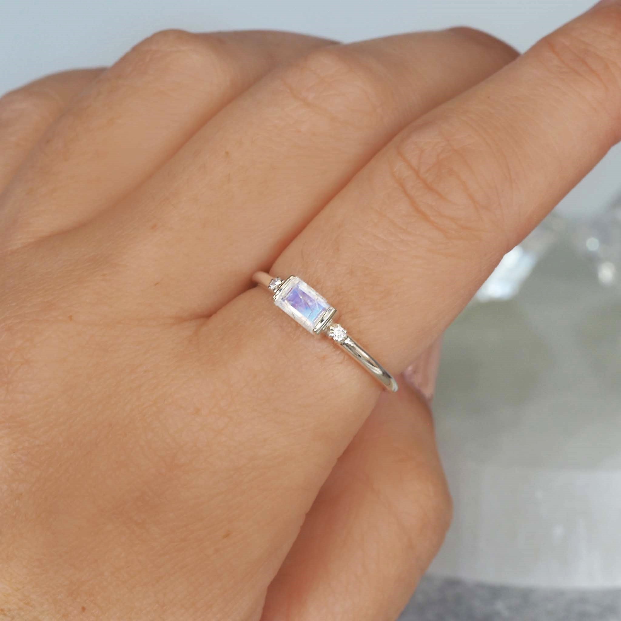 white topaz and moonstone ring - womens moonstone jewellery by australian jewellery brands indie and Harper 