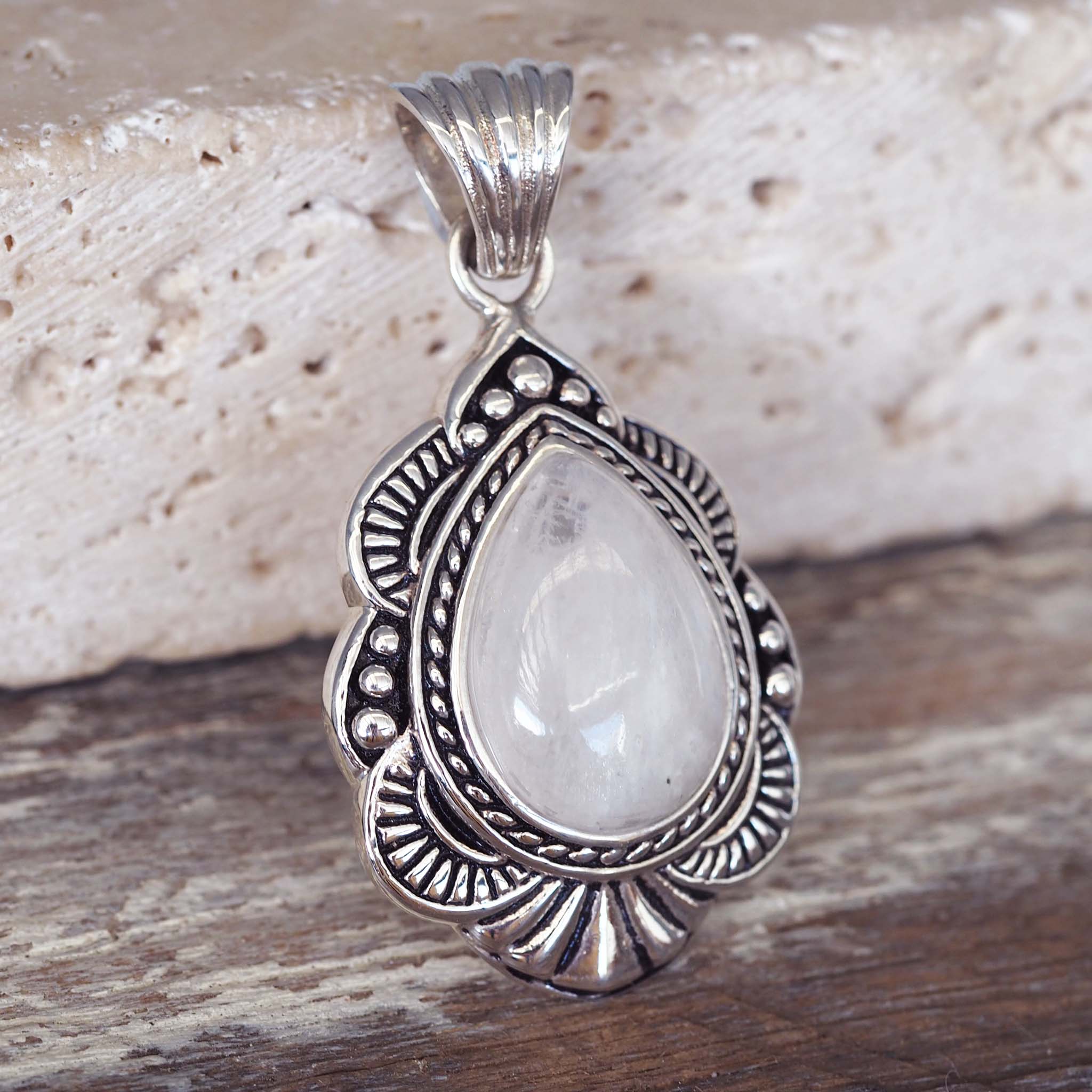 Wild flower moonstone necklace - moonstone jewellery by gemstone jewellery brands indie and Harper