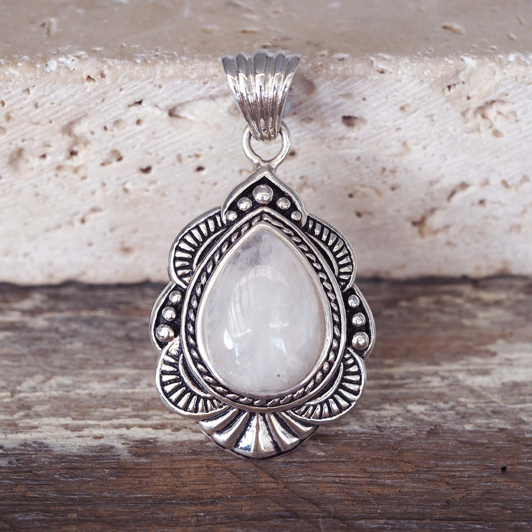 Wild flower moonstone necklace - moonstone jewellery by gemstone jewellery brands indie and Harper