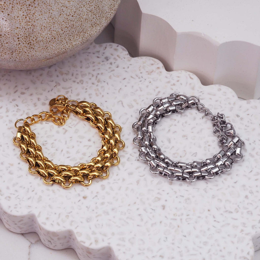 waterproof gold Bracelet and silver bracelet - womens waterproof jewellery by Australian jewellery brands indie and Harper 