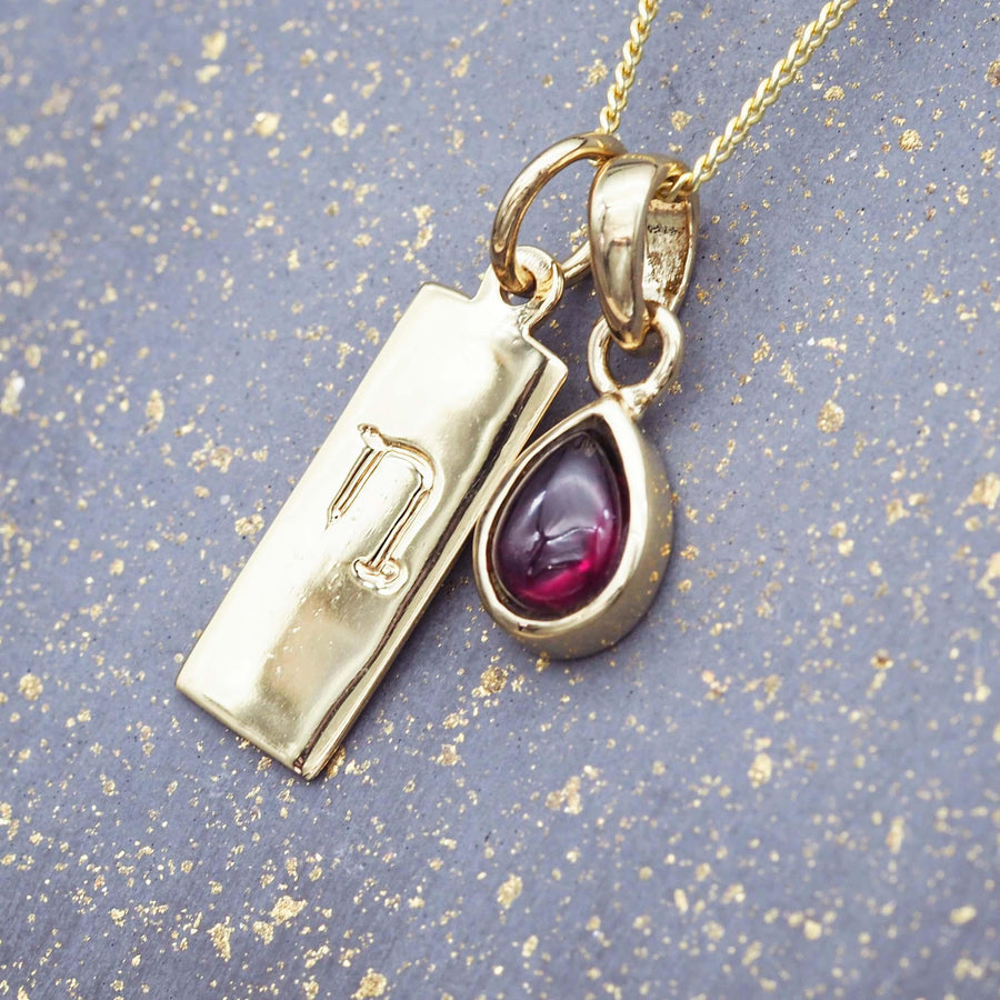 Zodiac Capricorn and January Birthstone Necklace - gold garnet Necklace - January birthstone jewellery by Australian jewellery brands indie and harper 